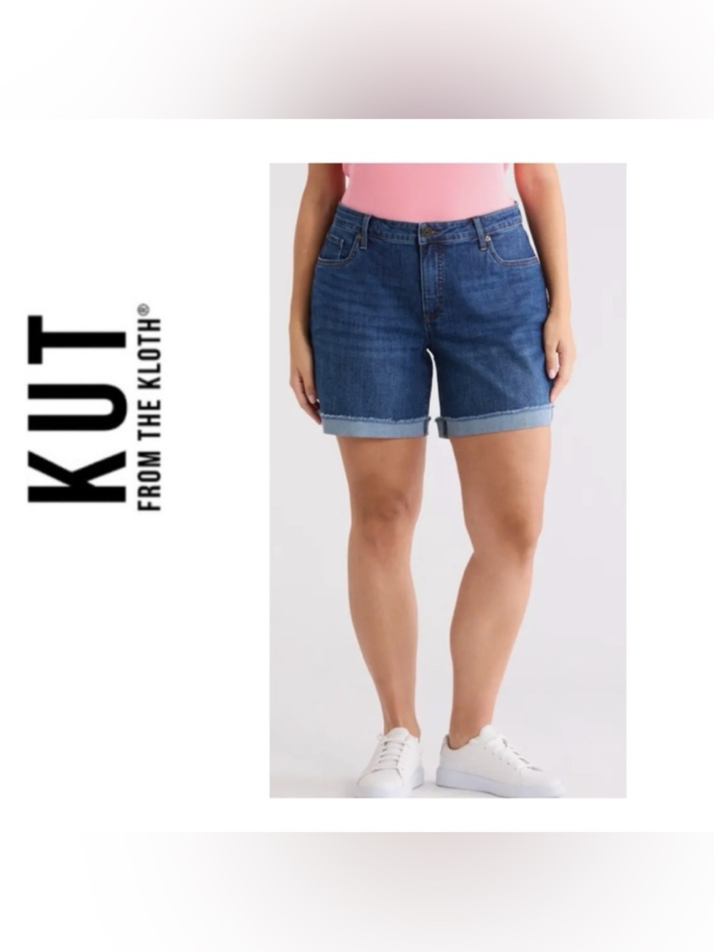 💵Kut from the Kloth Katy Boyfriend Mid-Rise Rolled Cuff Jean Shorts Size 18W